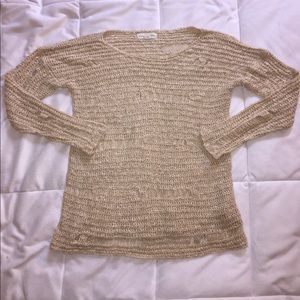 Beige distressed sweater